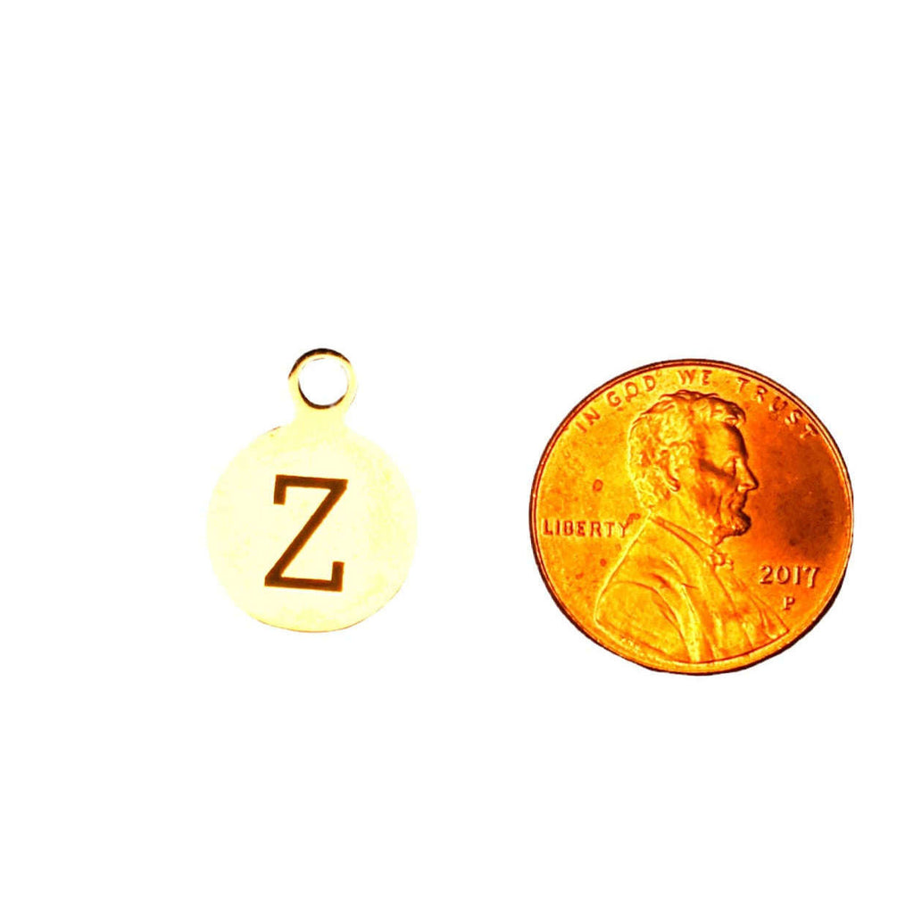 Silver Round Initial Charm - Letter Z