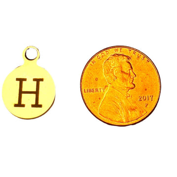 Silver Round Initial Charm - Letter H