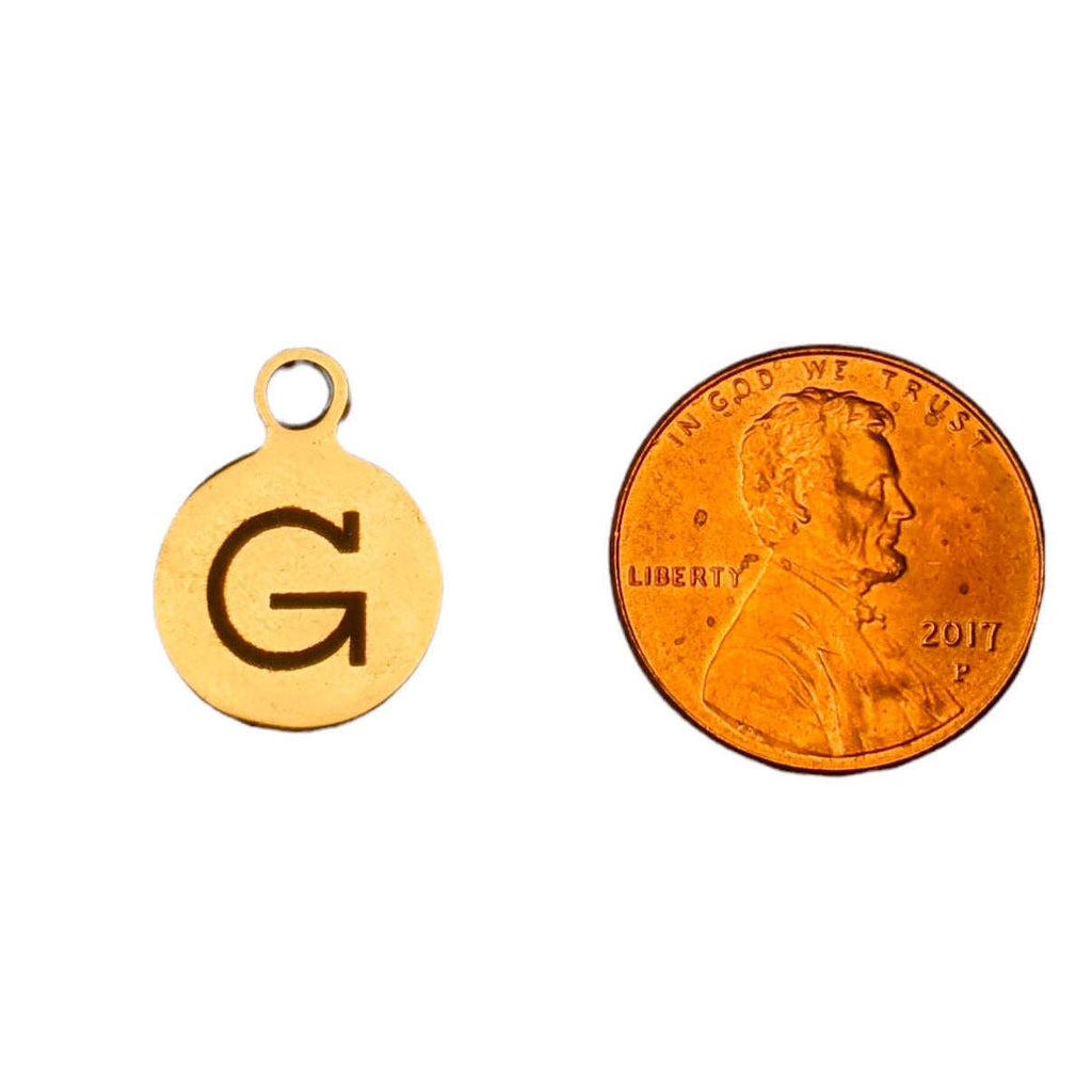 Silver Round Initial Charm - Letter G
