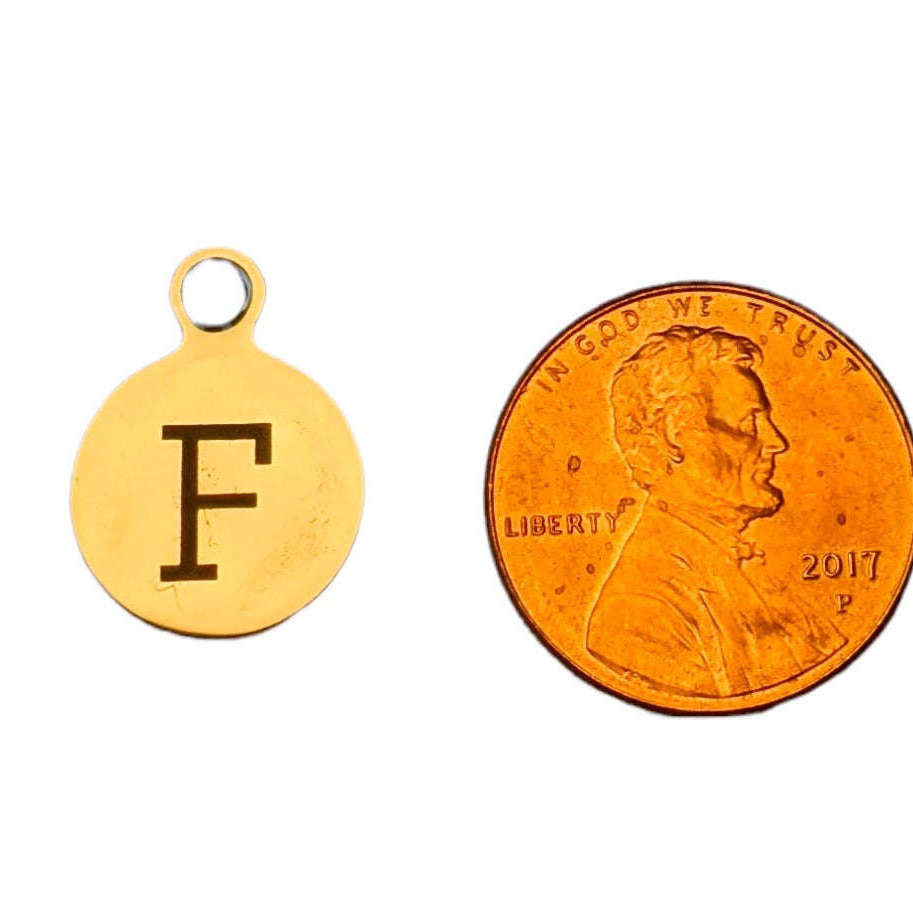 Silver Round Initial Charm - Letter F
