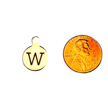 Silver Round Initial Charm - Letter W