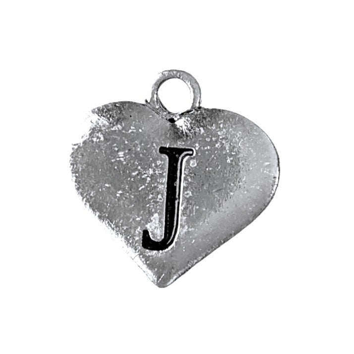 Silver Heart Initial Charm - Letter K