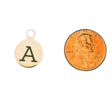 Silver Round Initial Charm - Letter A