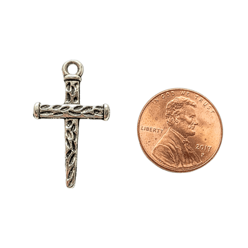 Silver Nail Cross Charm Pendant