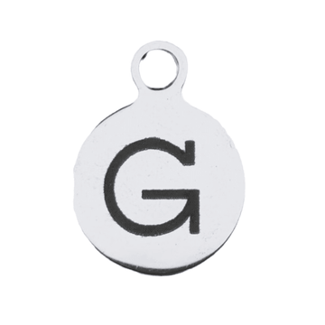 Silver Round Initial Charm - Letter G