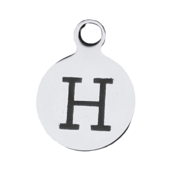 Silver Round Initial Charm - Letter H