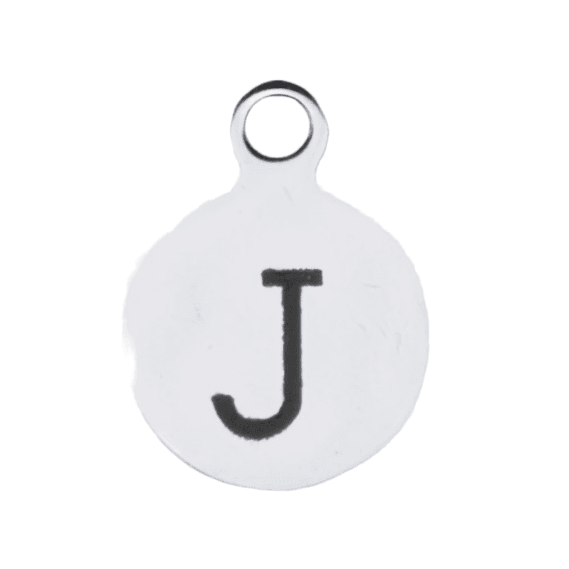 Silver Round Initial Charm - Letter J