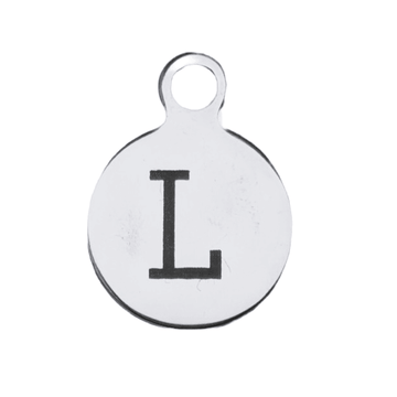 Silver Round Initial Charm - Letter L