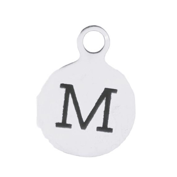 Silver Round Initial Charm - Letter M