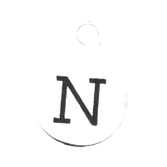 Silver Round Initial Charm - Letter N