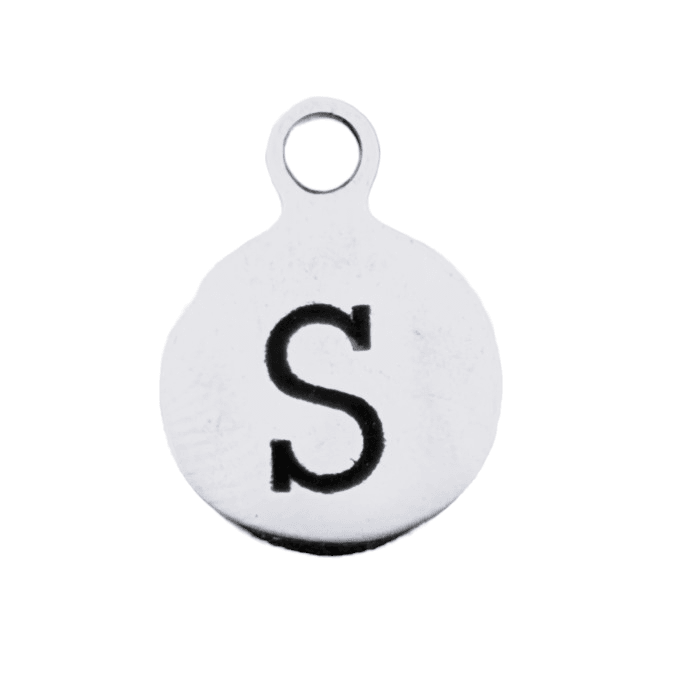 Silver Round Initial Charm - Letter S