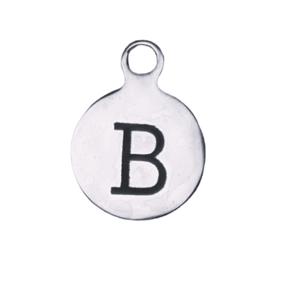 Silver Round Initial Charm - Letter B