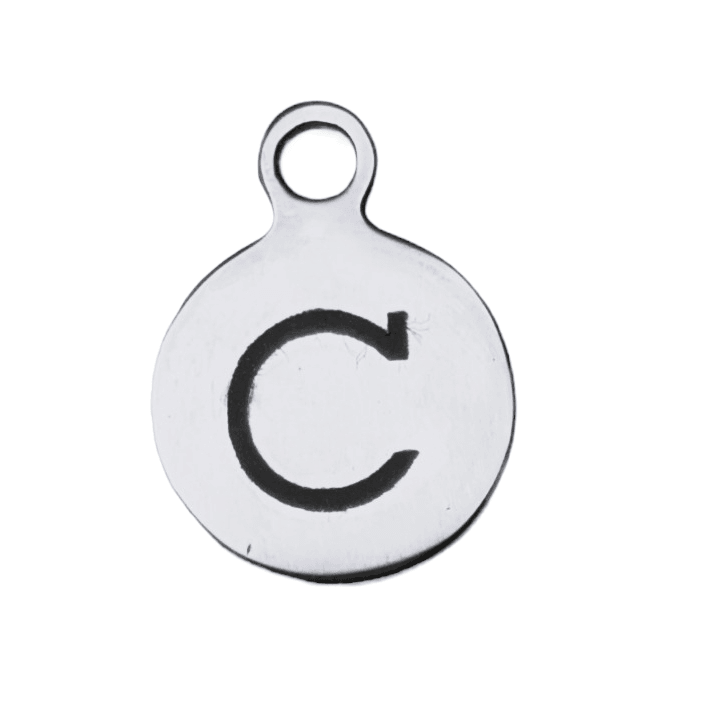 Silver Round Initial Charm - Letter C