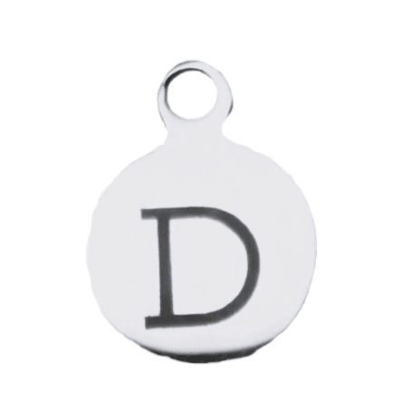 Silver Round Initial Charm - Letter D