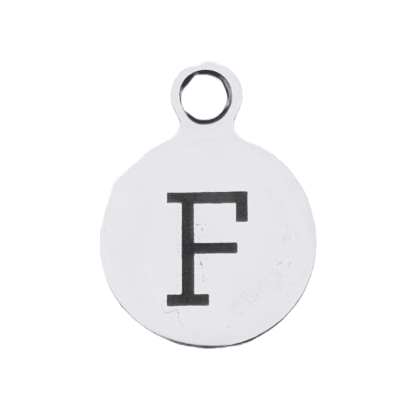 Silver Round Initial Charm - Letter F