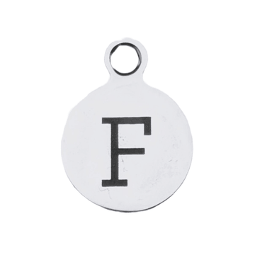 Silver Round Initial Charm - Letter F