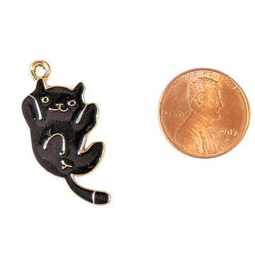 Playful Black Kitty Charm