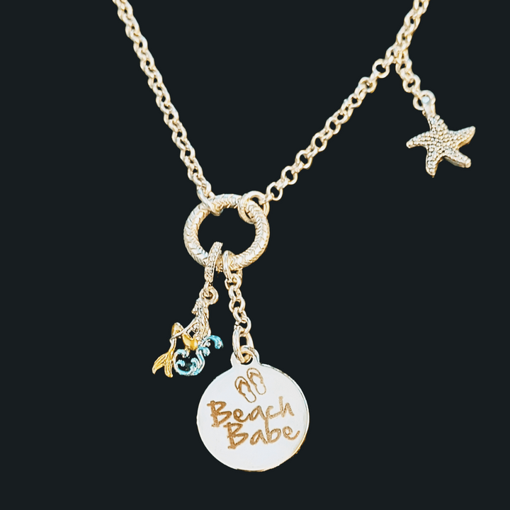 Beach Babe Mermaid Charm Keeper Necklace - 18-24 inch