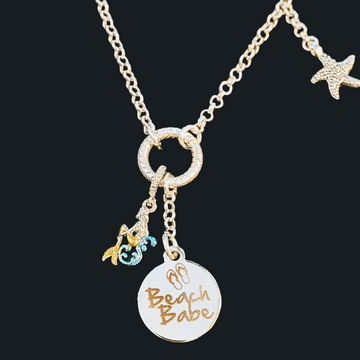 Beach Babe Mermaid Charm Keeper Necklace - 18-24 inch