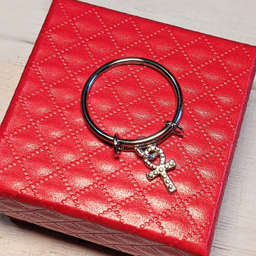 Ankh Cross Expandable Charm Ring