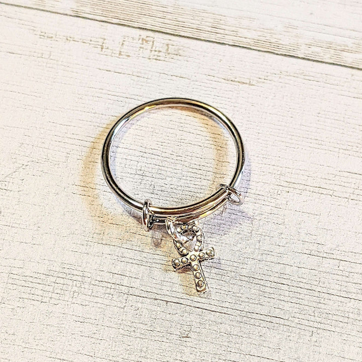 Ankh Cross Expandable Charm Ring