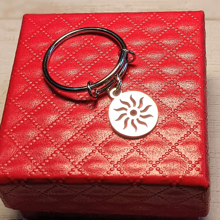 Aztec Sun Expandable Charm Ring