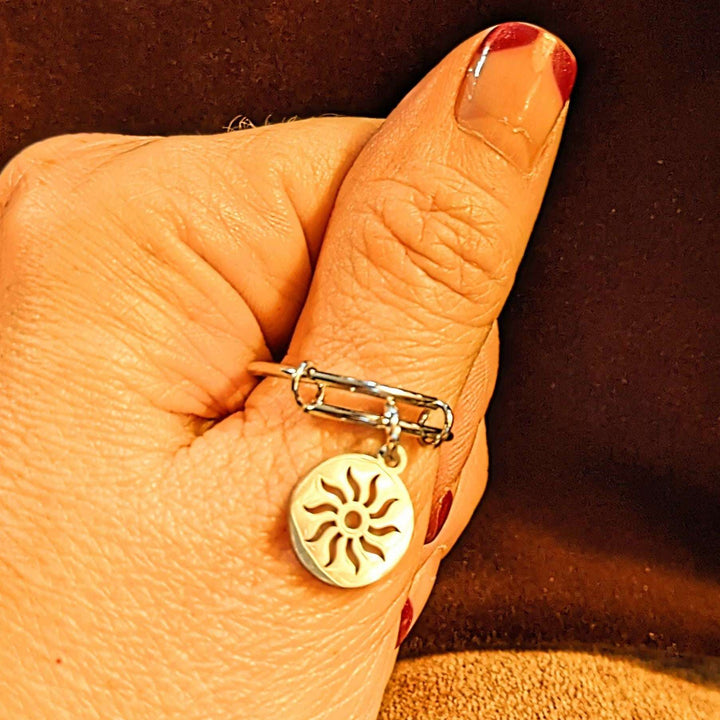 Aztec Sun Expandable Charm Ring