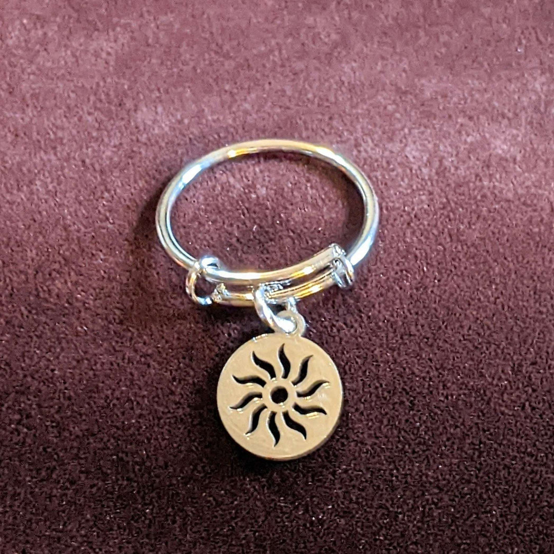 Aztec Sun Expandable Charm Ring