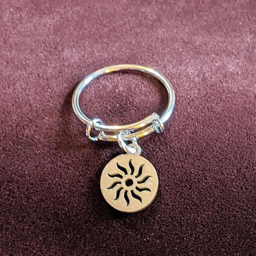 Aztec Sun Expandable Charm Ring