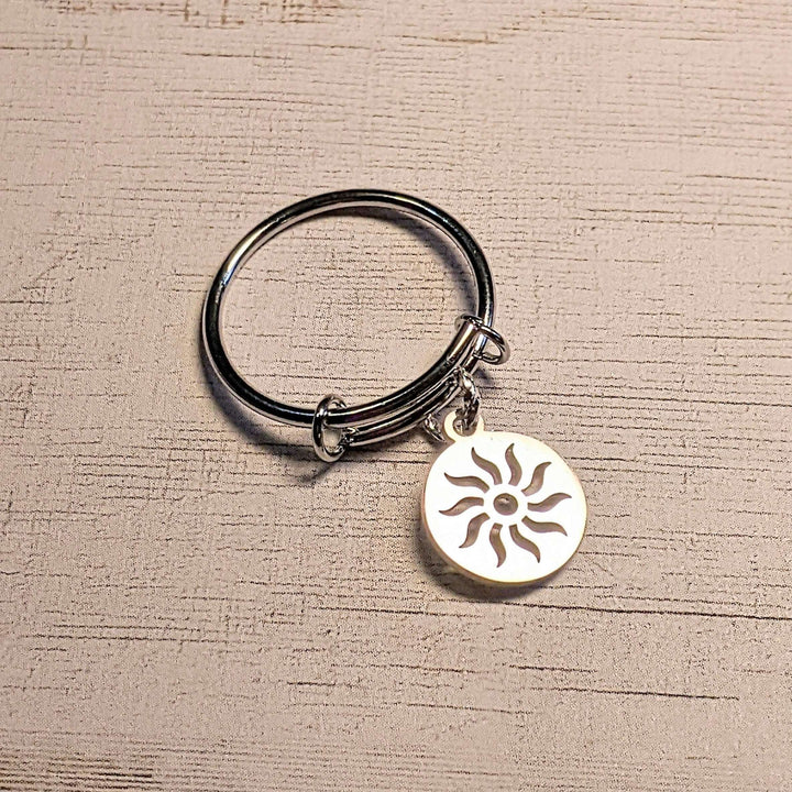 Aztec Sun Expandable Charm Ring