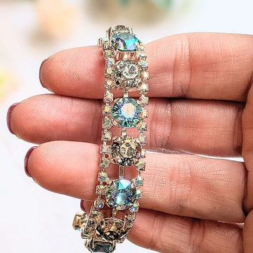 Blue Multi Faceted Crystal Rhinestone Bracelet-Bridal Jewelry-Child Size