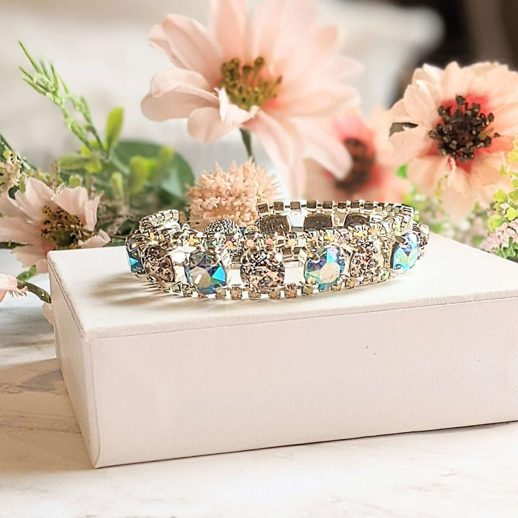 Blue Multi Faceted Crystal Rhinestone Bracelet-Bridal Jewelry-Child Size