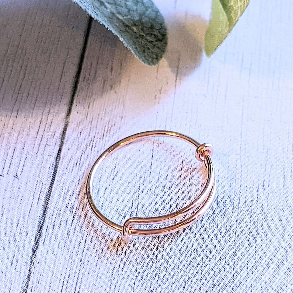 DESIGN YOUR Charm Ring, Adjustable Rose-Gold Filled charm dangle ring