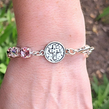Faceted Crystal Cross Bracelet