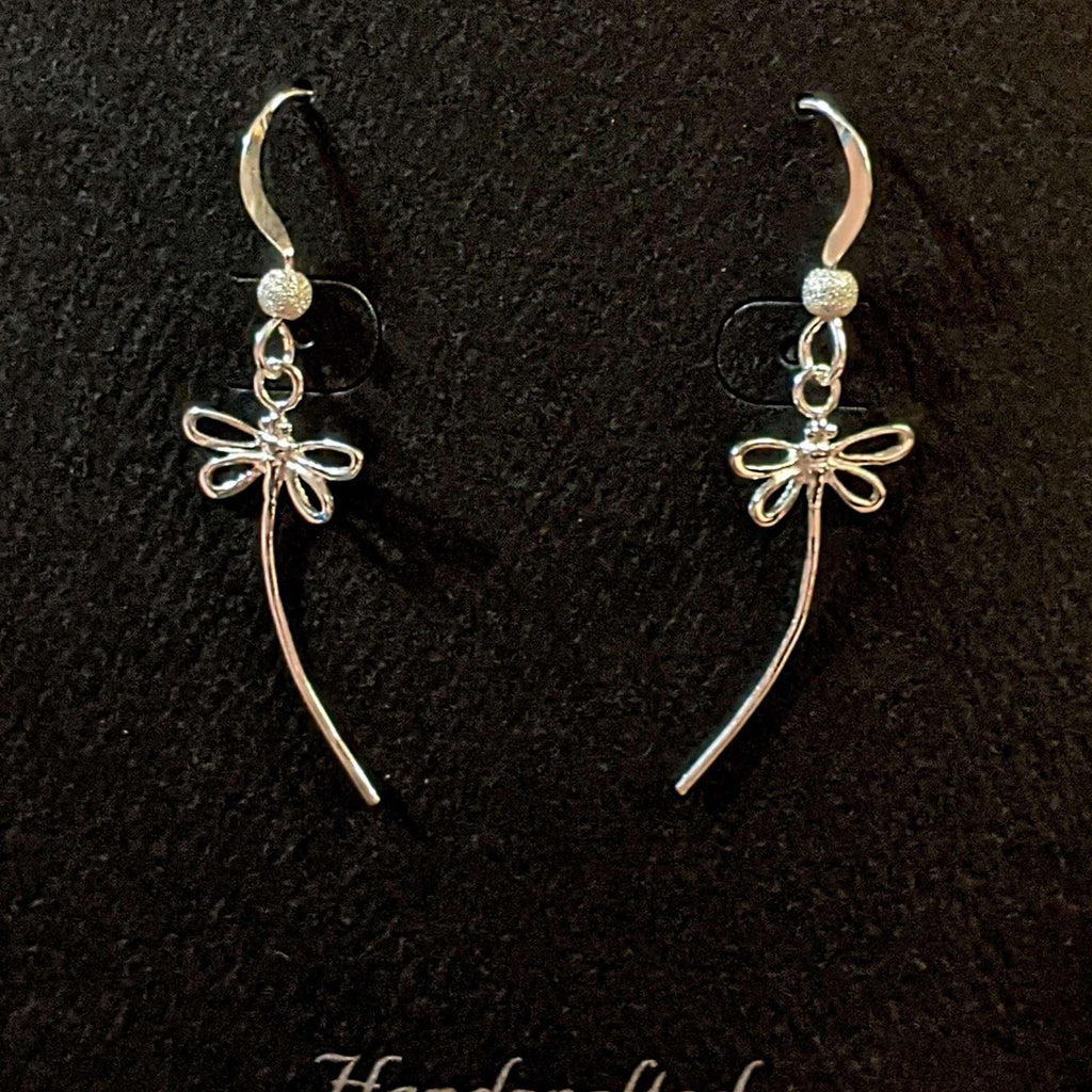 Flight of the Dragonfly Gold dangle earrings Sterling Silver