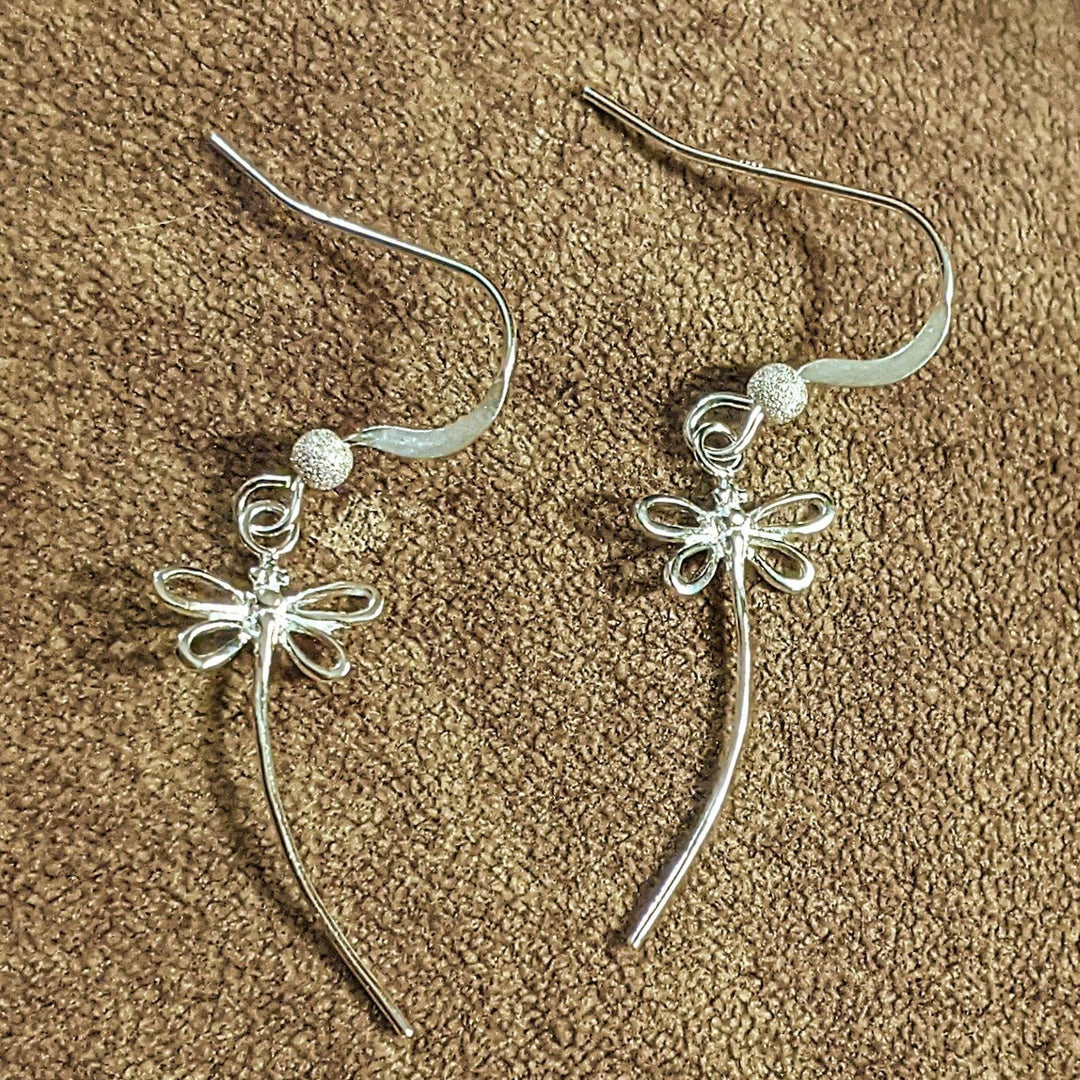 Flight of the Dragonfly dangle earrings - Gold / Sterling Silver