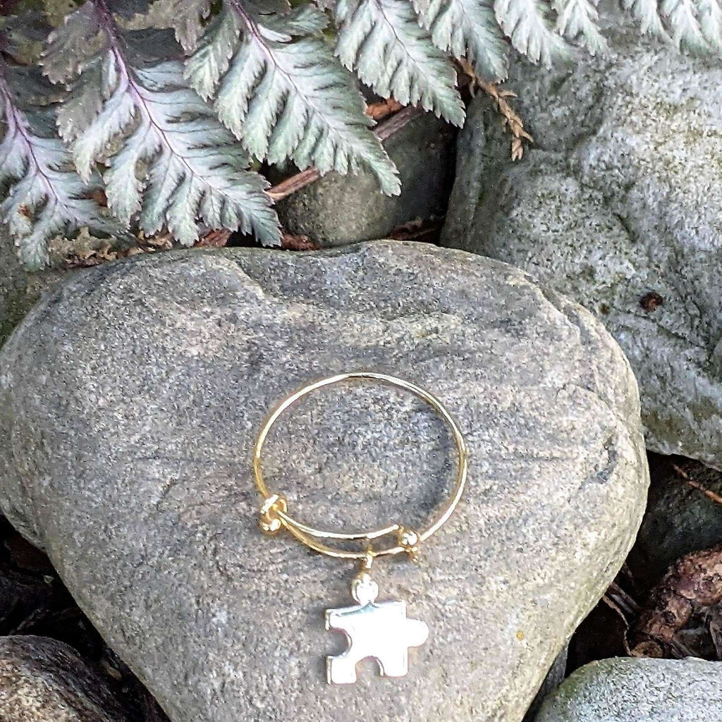 Gold Puzzle Piece Adjustable Charm Ring
