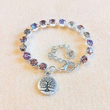 Pink Tree of Life Faceted Crystal Bracelet