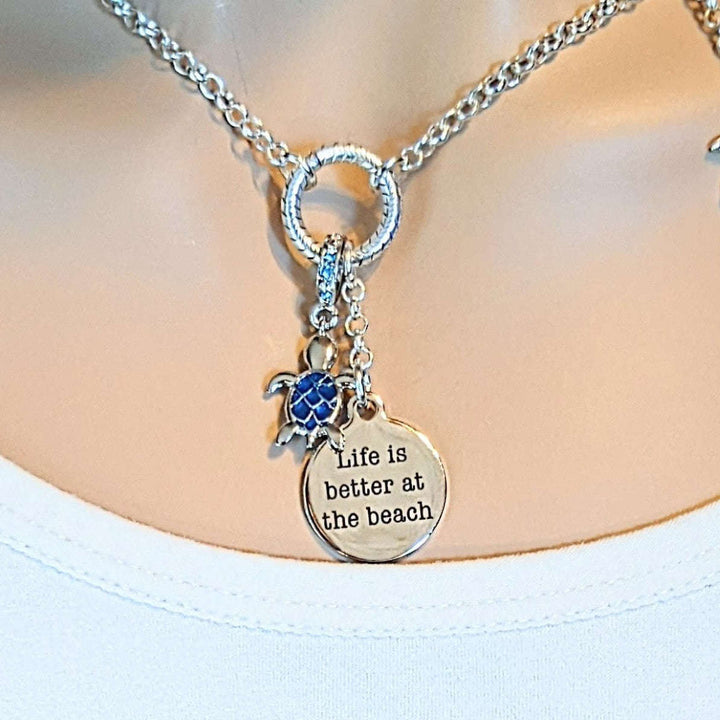 Life is Better On the Beach Charm Keeper Necklace - 18-24 inch