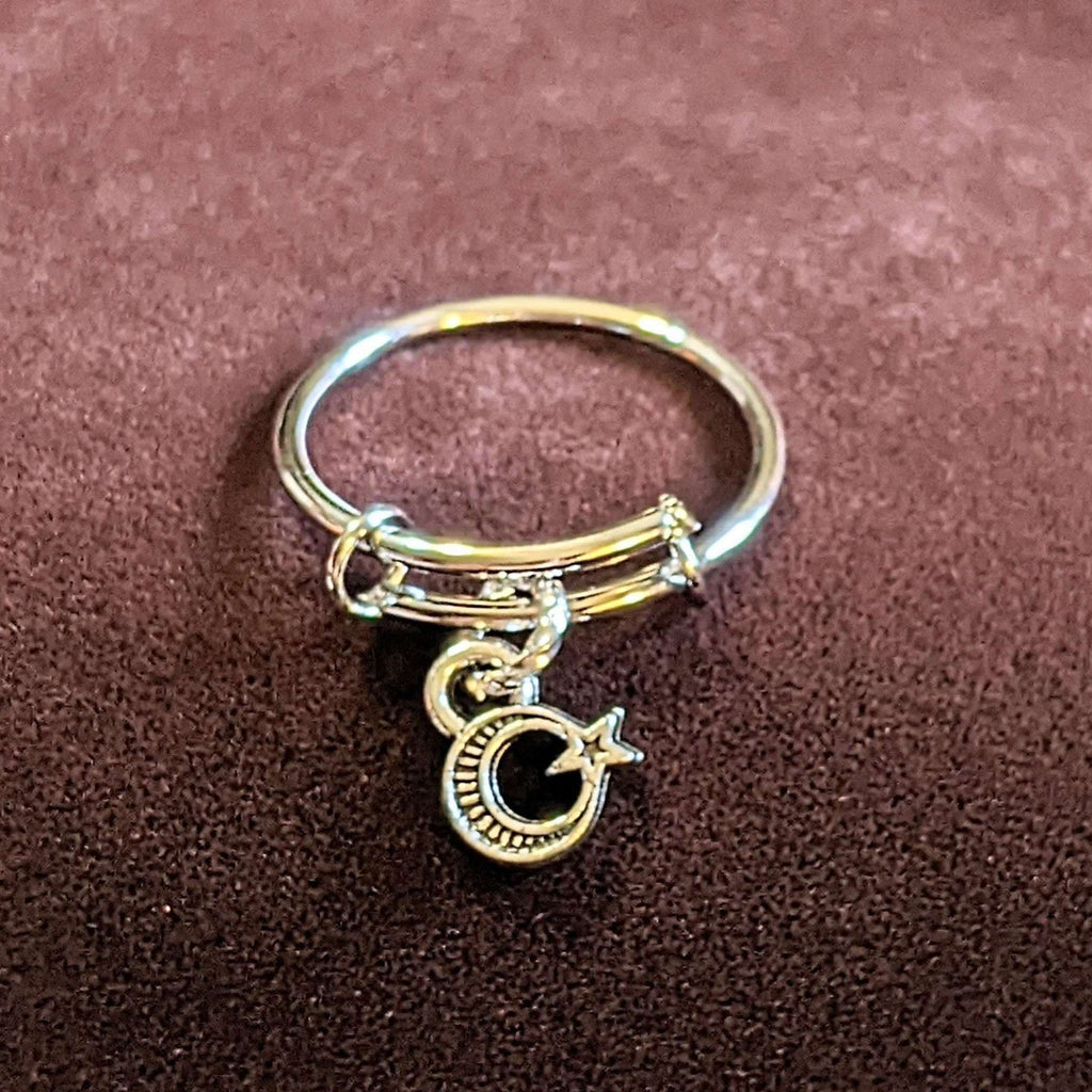 Moon Star Expandable Charm Ring