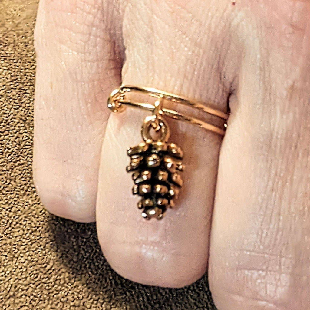 Pine Cone Expandable Charm Ring