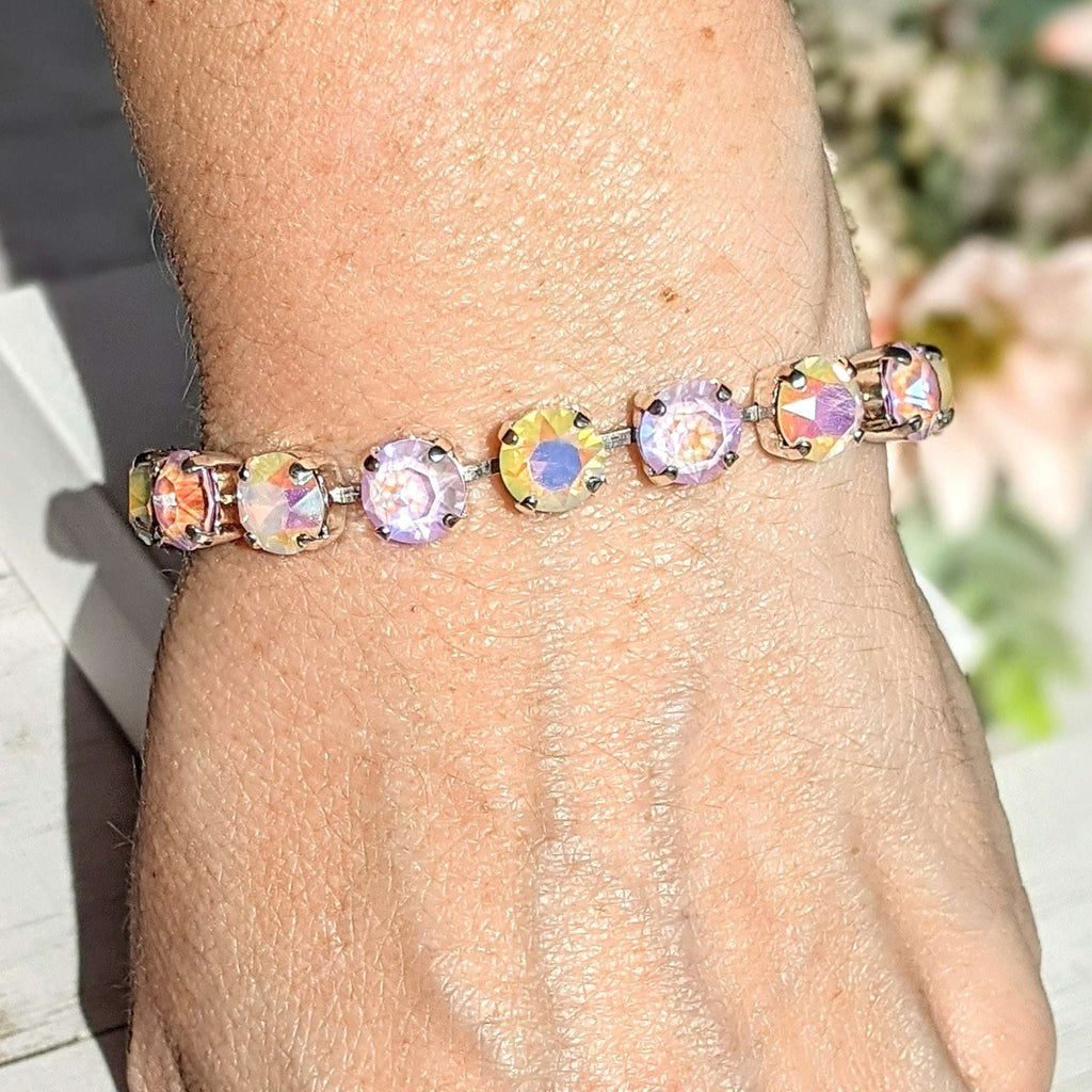 Pink Lavender Faceted Crystal Druzy Dangle Bracelet
