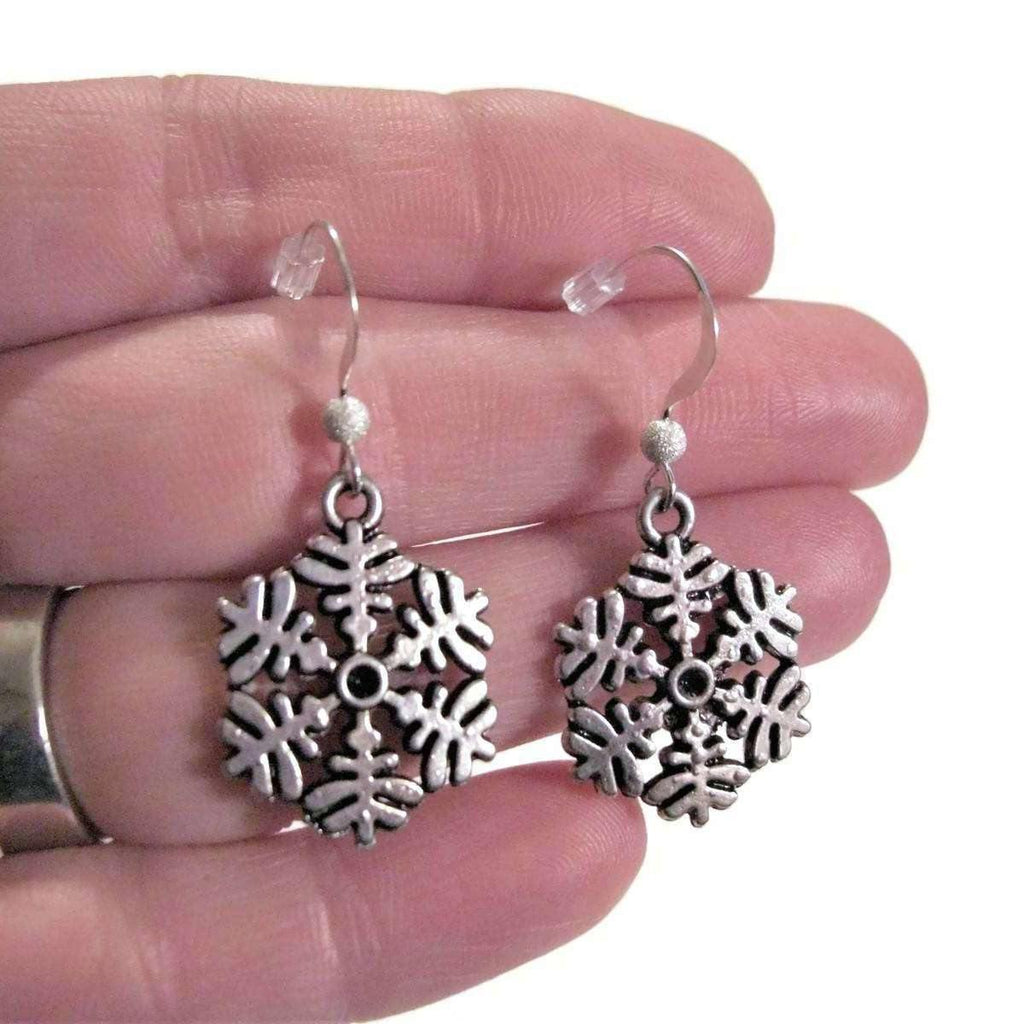 Snowflake Pendant DANGLE earrings