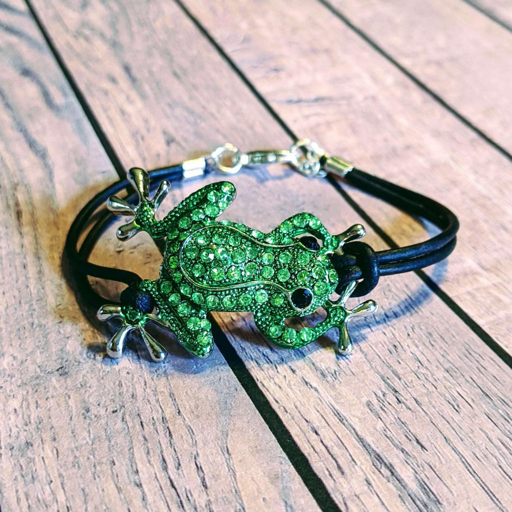 Sparkly Frog Leather Bracelet