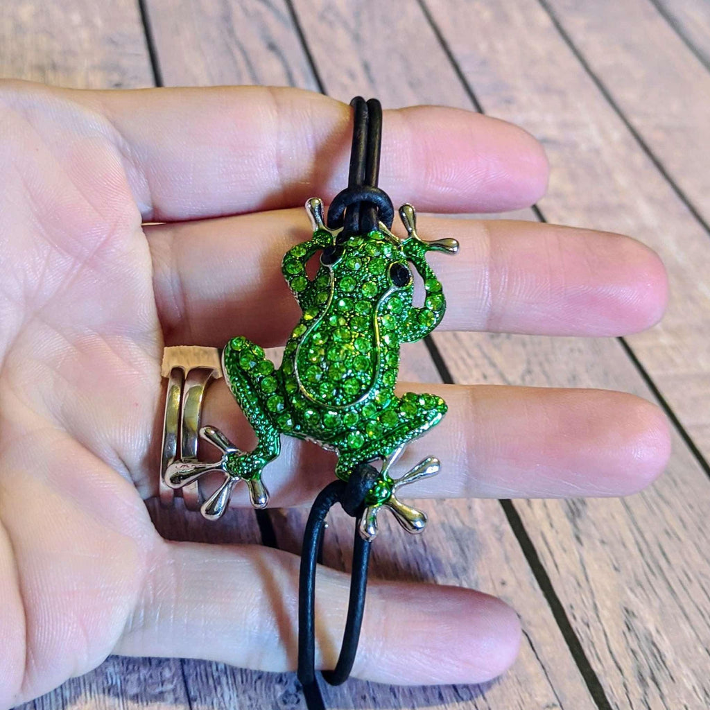 Sparkly Frog Leather Bracelet
