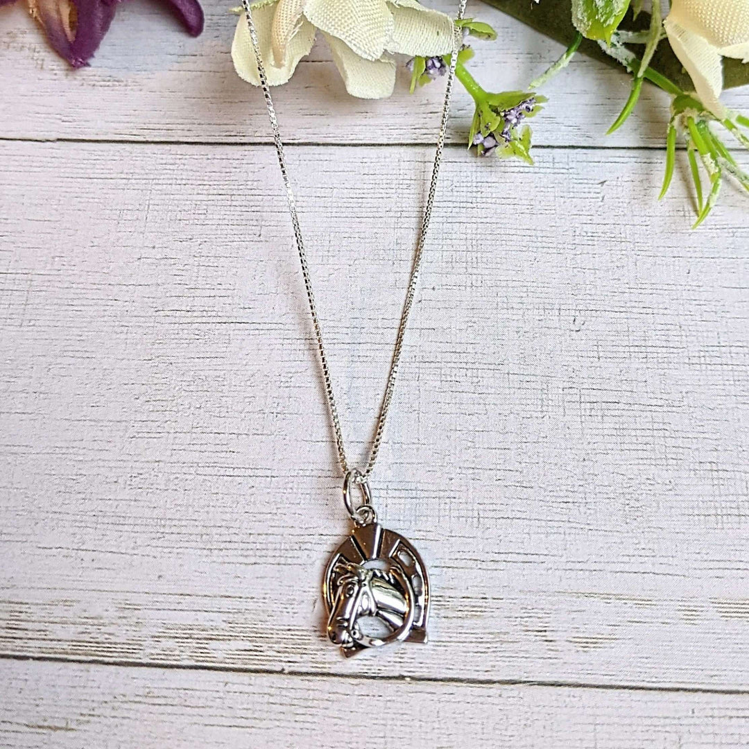 Sterling Silver Horse Pendant charm necklace, 22 inch
