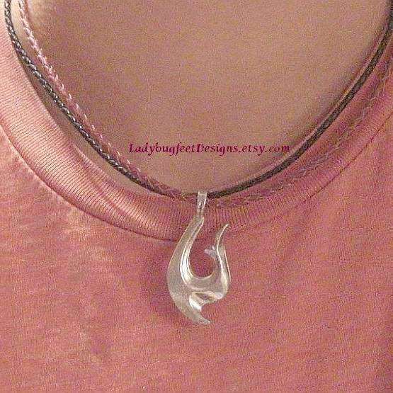 Tribal Fish Hook Pendant Men's beach necklace, 20 inch